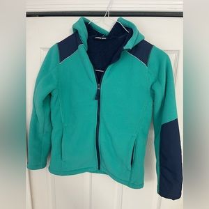 Lands End Sherpa Lined Teal Jacket Girls Size M